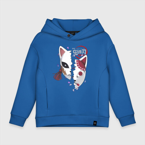 Детское худи Oversize хлопок Две маски Kimetsu no Yaiba фото