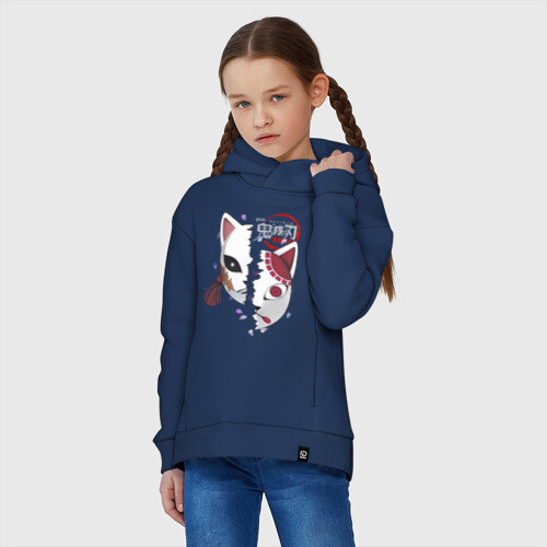 Детское худи Oversize хлопок Две маски Kimetsu no Yaiba фото