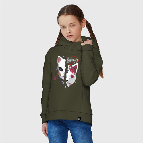 Детское худи Oversize хлопок Две маски Kimetsu no Yaiba фото