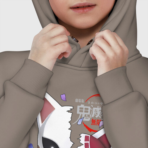 Детское худи Oversize хлопок Две маски Kimetsu no Yaiba фото