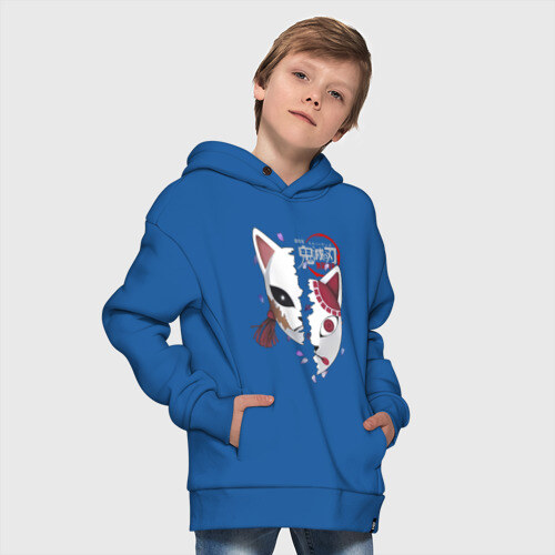 Детское худи Oversize хлопок Две маски Kimetsu no Yaiba фото