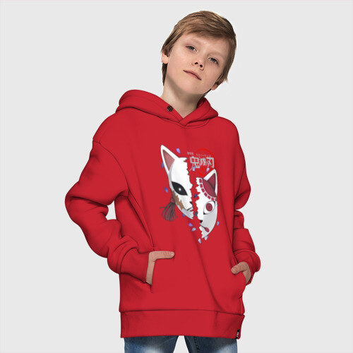 Детское худи Oversize хлопок Две маски Kimetsu no Yaiba фото