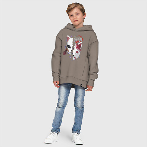 Детское худи Oversize хлопок Две маски Kimetsu no Yaiba фото