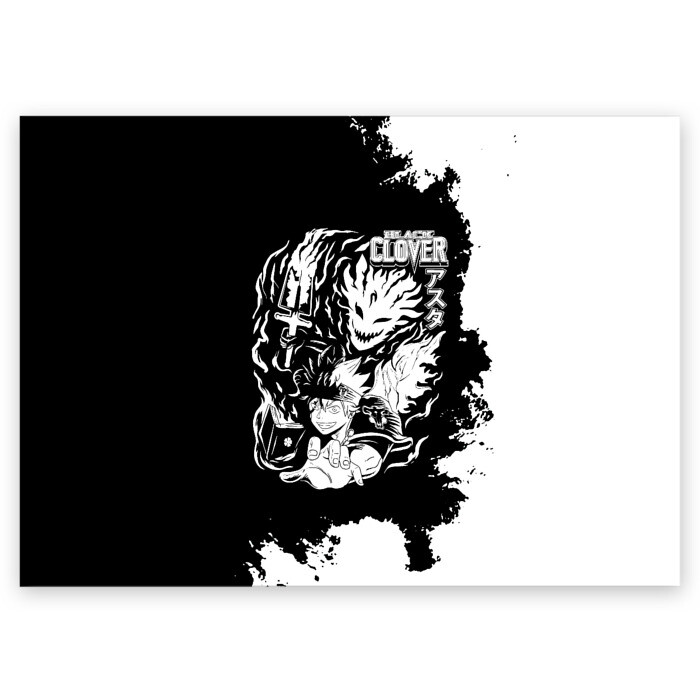 Поздравительная открытка Чёрный клевер Аста и демон Либе фото