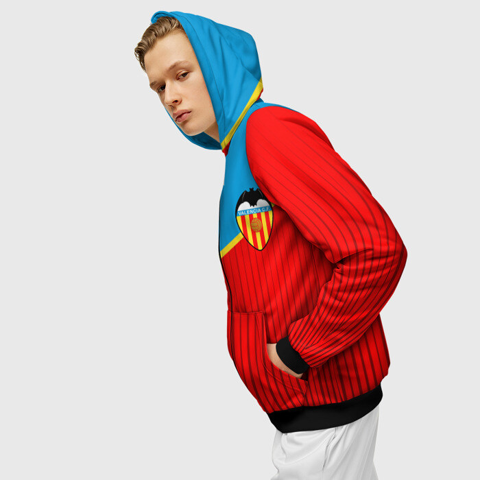 Мужская толстовка 3D на молнии FC VALENCIA ФК ВАЛЕНСИЯ фото