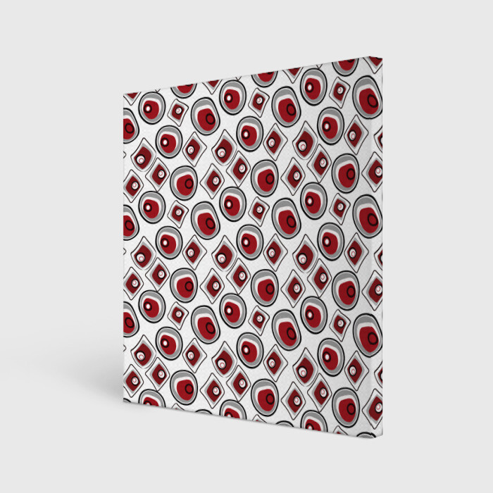 Холст квадратный Красно черный узор на белом фото