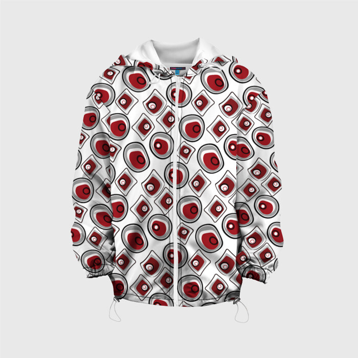 Детская куртка 3D Красно черный узор на белом фото