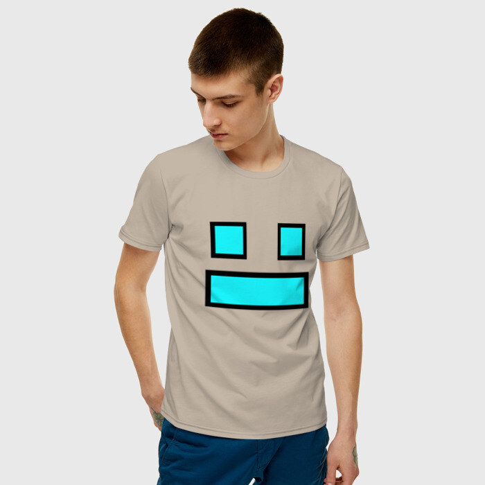 Мужская футболка хлопок GEOMETRY DASH FACE SMILE фото