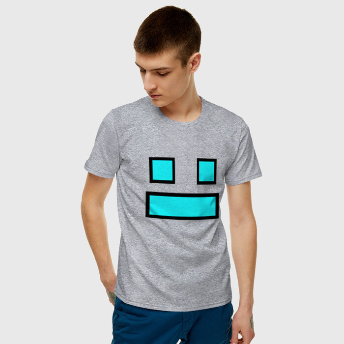 Мужская футболка хлопок GEOMETRY DASH FACE SMILE фото