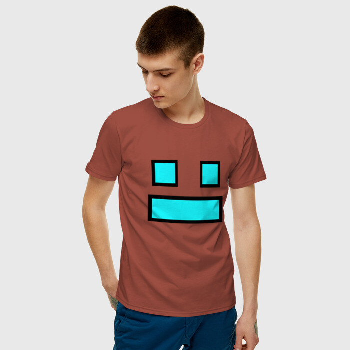 Мужская футболка хлопок GEOMETRY DASH FACE SMILE фото