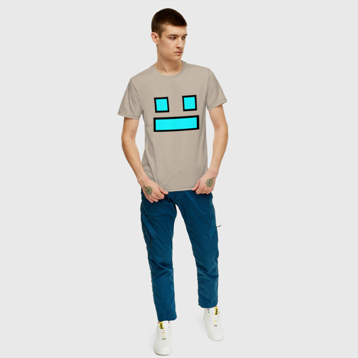 Мужская футболка хлопок GEOMETRY DASH FACE SMILE фото